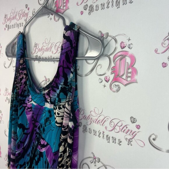 Dress butterfly wings 🪽 cheetah animal print purple blue black long dress - Picture 10 of 13